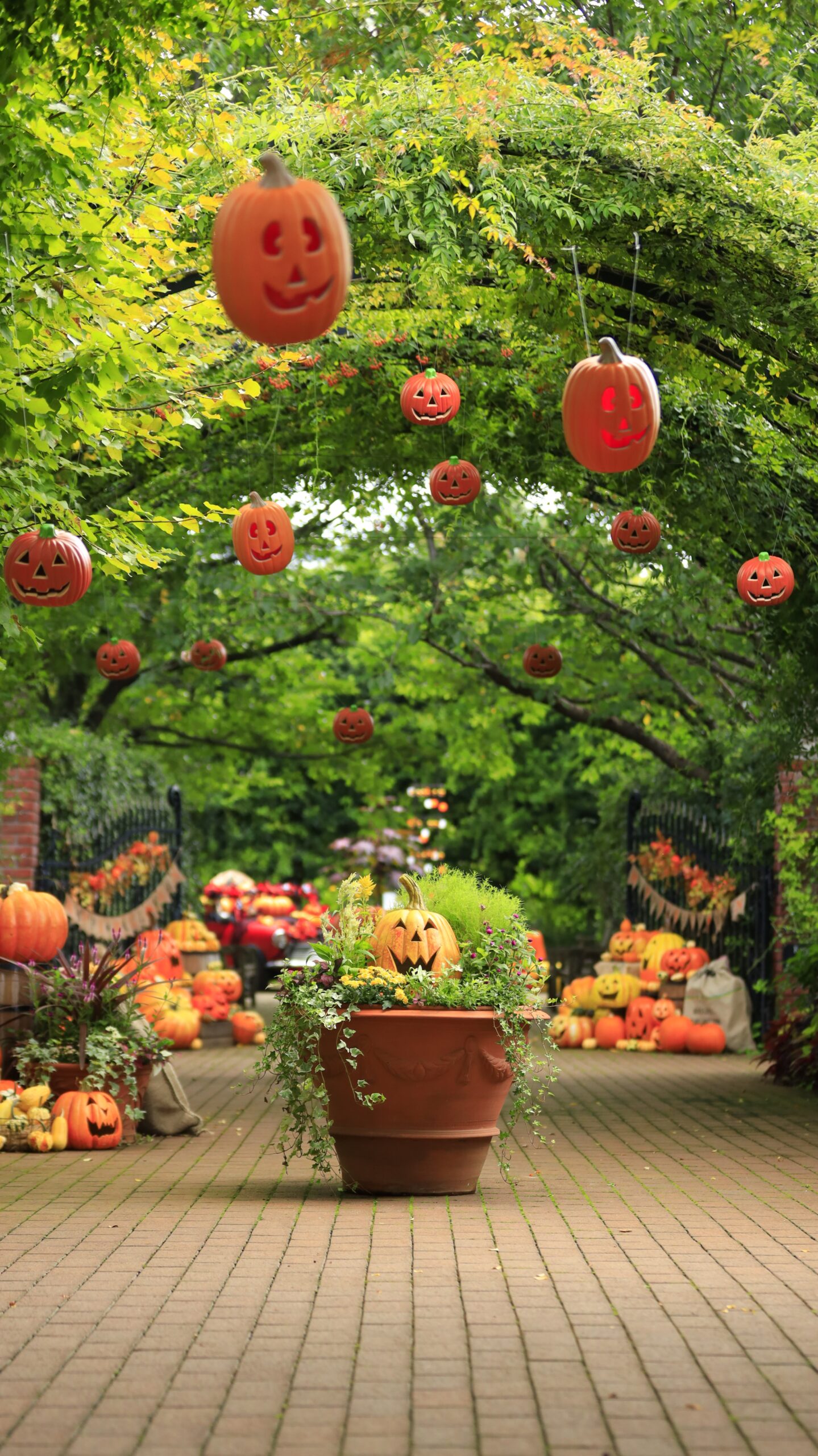 At the Yokohama English Garden, I took a photo of the Halloween display straight on from a low angle with no foreground blur.
